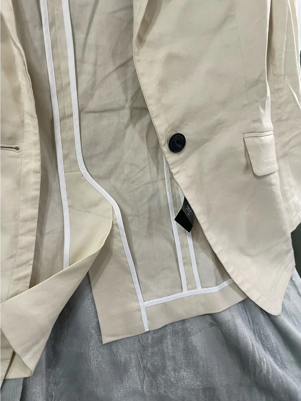 rag & bone cream linen spandex blend blazer one button minimalist neutral size 4